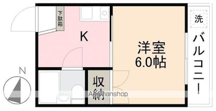 仏生山なかのハイツ[1K/21.28m2]の間取図