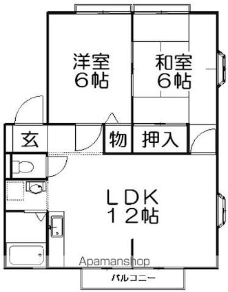 ドゥラシャンスⅡ・Ⅲ[2LDK/52.84m2]の間取図