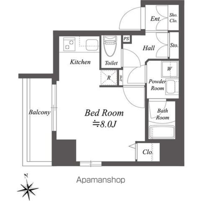 東京都江東区東陽５丁目[1R/25.39m2]の間取図