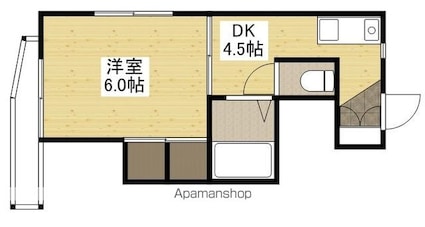 広島県広島市西区大芝２丁目[1DK/22.68m2]の間取図