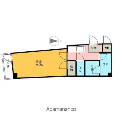 フルーラン船橋[1K/24.6m2]の間取図