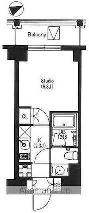 東京都中野区中央５丁目[1K/21.56m2]の間取図