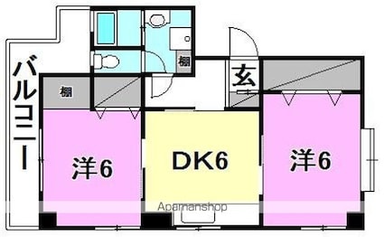 レ・セーナ東石井[2DK/43.74m2]の間取図