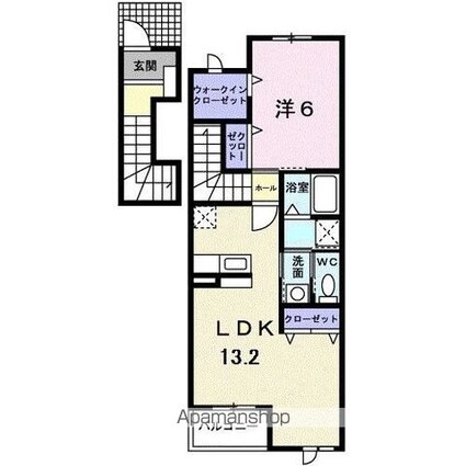 ドエルエバーグリーンＣ[1LDK/51.13m2]の間取図