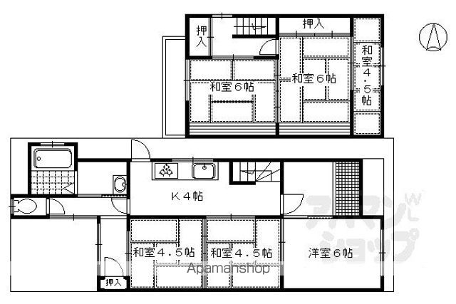 京都市烏丸線 北大路駅 徒歩8分 2階建 築57年の間取り写真