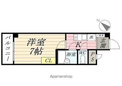 アドバンス拝島[1K/20.88m2]の間取図