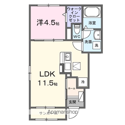 ラ・ヴィット[1LDK/40m2]の間取図