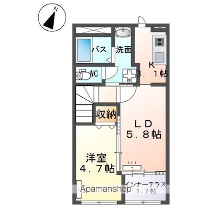 仮）つくば市高見原アパート[1LDK/42.34m2]の間取図