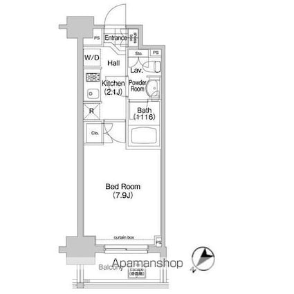 コンフォリア三田ＥＡＳＴ[1K/25.29m2]の間取図