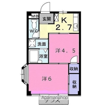 香川県高松市屋島西町[2K/32.7m2]の間取図