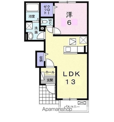 レイジェス　Ｃ[1LDK/44.19m2]の間取図