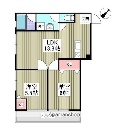 羽根木ファミリーマンション[2LDK/51.15m2]の間取図