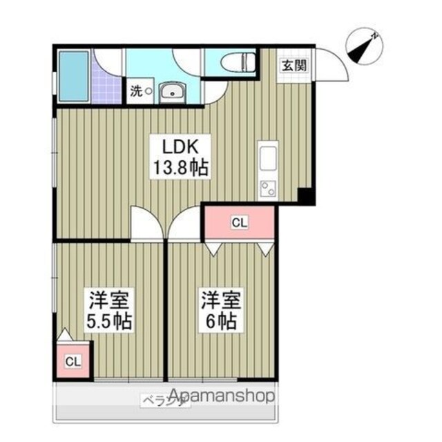 羽根木ファミリーマンション[2LDK/51.15m2]の間取図