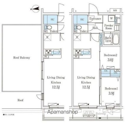 テラス杉並方南町[2LDK/45.26m2]の間取図