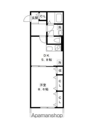 ボナール桜[1DK/40.11m2]の間取図