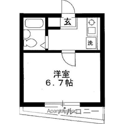 東京都中野区南台３丁目[1K/18.6m2]の間取図