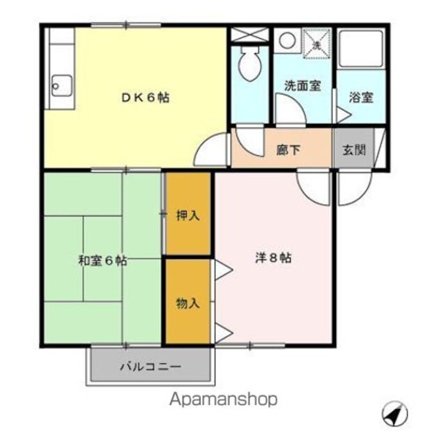 セジュール杉本　ＡＢ[2DK/47.8m2]の間取図