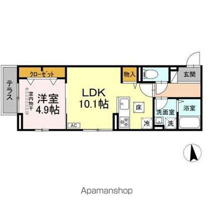 ベルメゾンＶＩＩ[1LDK/38.57m2]の間取図