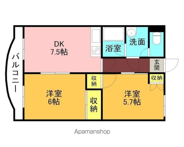 ＢＥＴＴＥＲ　Ｒ　湊町[2DK/55m2]の間取図
