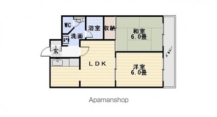 広島県広島市中区銀山町[2DK/49.96m2]の間取図
