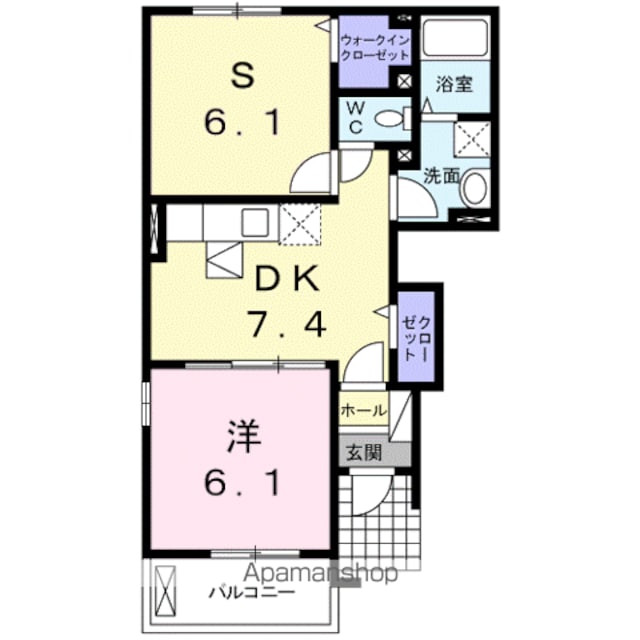 エテルノ[1SDK/44.75m2]の間取図