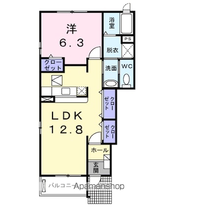 カルムフランＡ[1LDK/46.49m2]の間取図