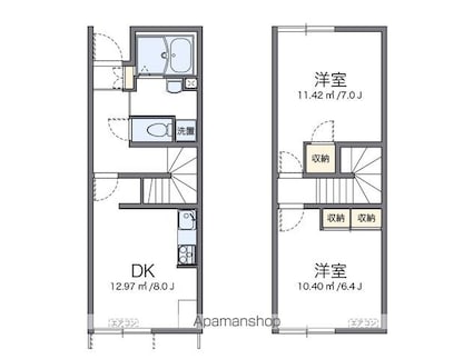 レオパレスはばたけⅡ[2DK/54.82m2]の間取図