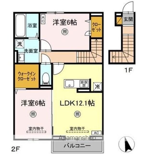 グランディオ　Ａ[2LDK/62.95m2]の間取図