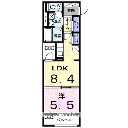 パフュームⅢ[1LDK/35.65m2]の間取図
