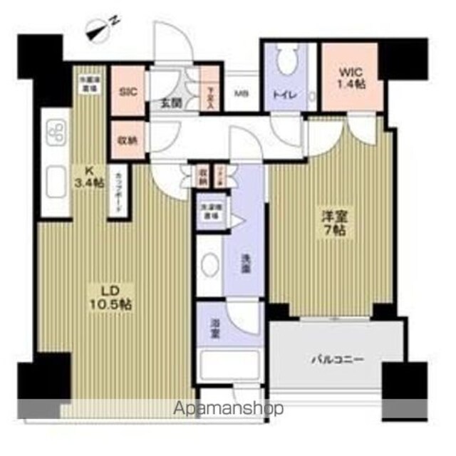 シティタワー麻布十番[1LDK/55.76m2]の間取図