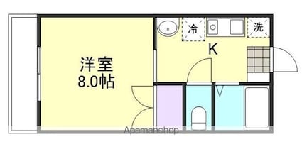 サクシードパル[1K/25.91m2]の間取図