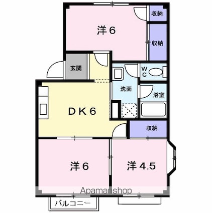 エルディムなかはら[3DK/53.24m2]の間取図
