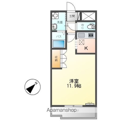 ルミナスコート[1K/34m2]の間取図