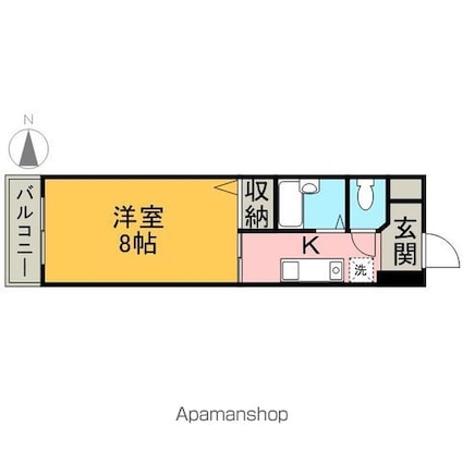 浅井ビル[1K/25.65m2]の間取図