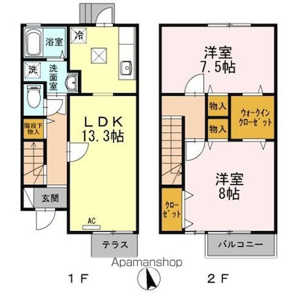 ローズコート新涯[2LDK/74.09m2]の間取図