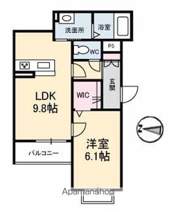 グランベレオ今津[1LDK/41.47m2]の間取図