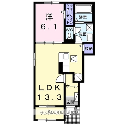 千葉県成田市西三里塚[1LDK/50.01m2]の間取図
