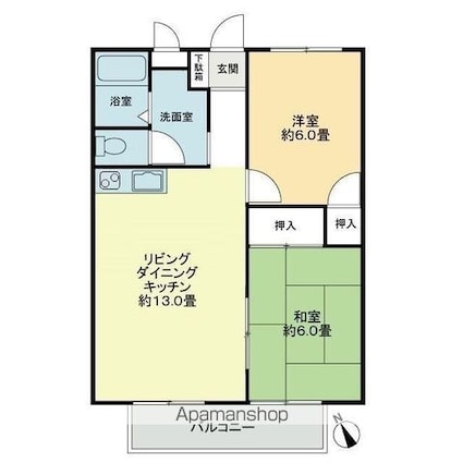 フォブール勅使Ａ[2LDK/52.17m2]の間取図