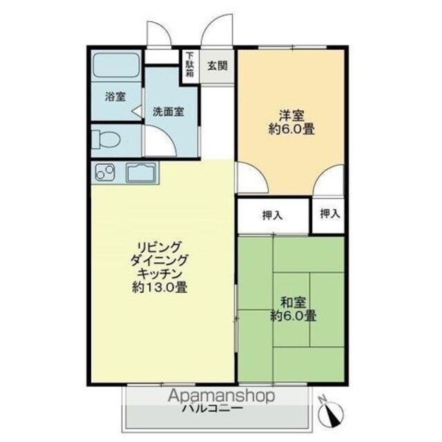 フォブール勅使Ａ[2LDK/52.17m2]の間取図