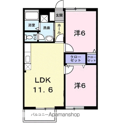 ニューコーポ高屋　Ｂ[2LDK/54.92m2]の間取図