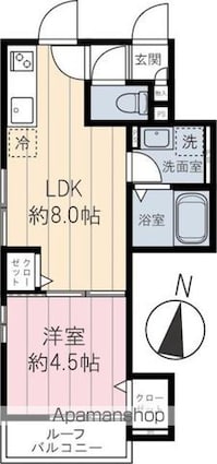 カリーノ田柄[1LDK/30.22m2]の間取図