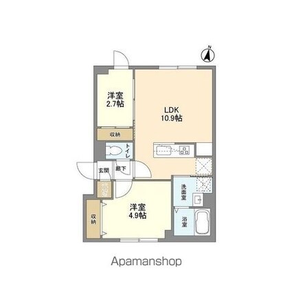 ウェルスクエア西新宿五丁目[2LDK/41.81m2]の間取図