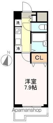 サンヴァーリオ小松島[1K/24.75m2]の間取図