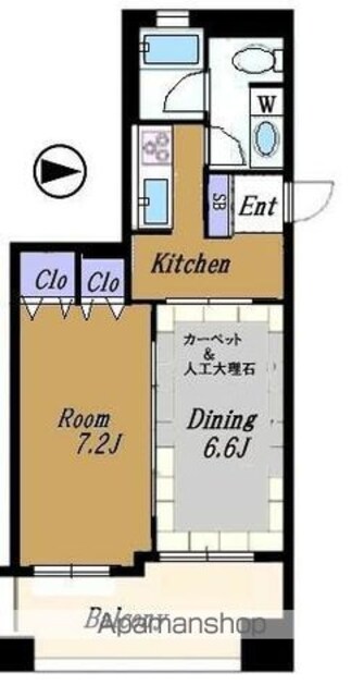 ＡＰＡガーデンズ新宿戸山公園[1LDK/39.52m2]の間取図
