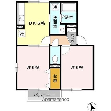 ル・ヴェール　壱・弐番館[2DK/41.89m2]の間取図