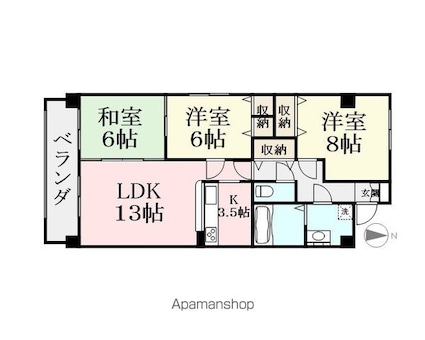 ロイヤル・シャトー一番館[3LDK/80.1m2]の間取図