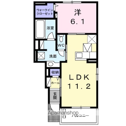 ハピネスヒル　Ⅱ[1LDK/44.18m2]の間取図