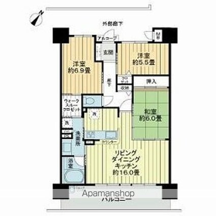 サーパスシティ廿日市地御前[3LDK/78.49m2]の間取図