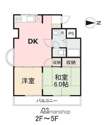 ロゼ上之町[2DK/43.87m2]の間取図