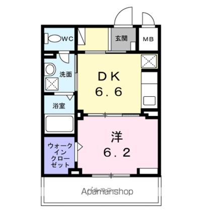 ベルカーサ[1DK/32.77m2]の間取図